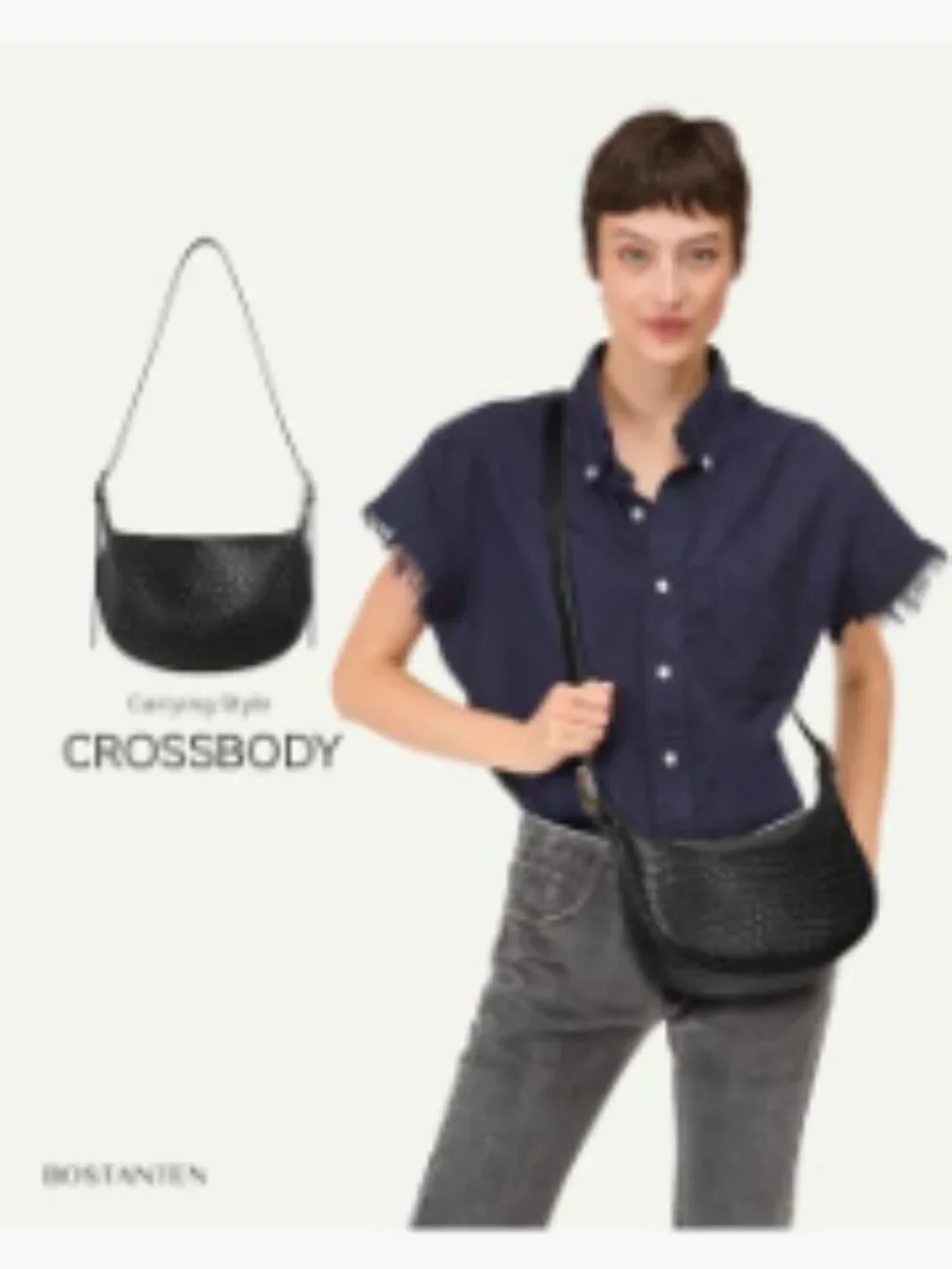 Faux Leather Crescent Crossbody Hobo Bag Shoulder Purse with Adjustable Strap